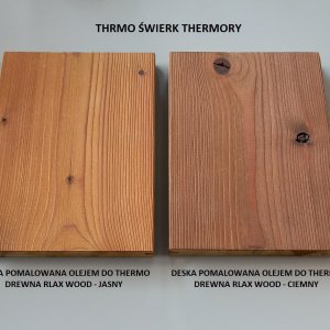 Przykładowe zdjęcie kolorów na drewnie z thermo świerka